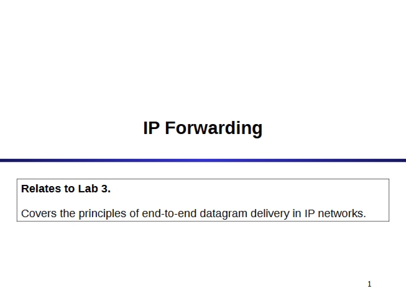 Mechanics of IP Forwarding