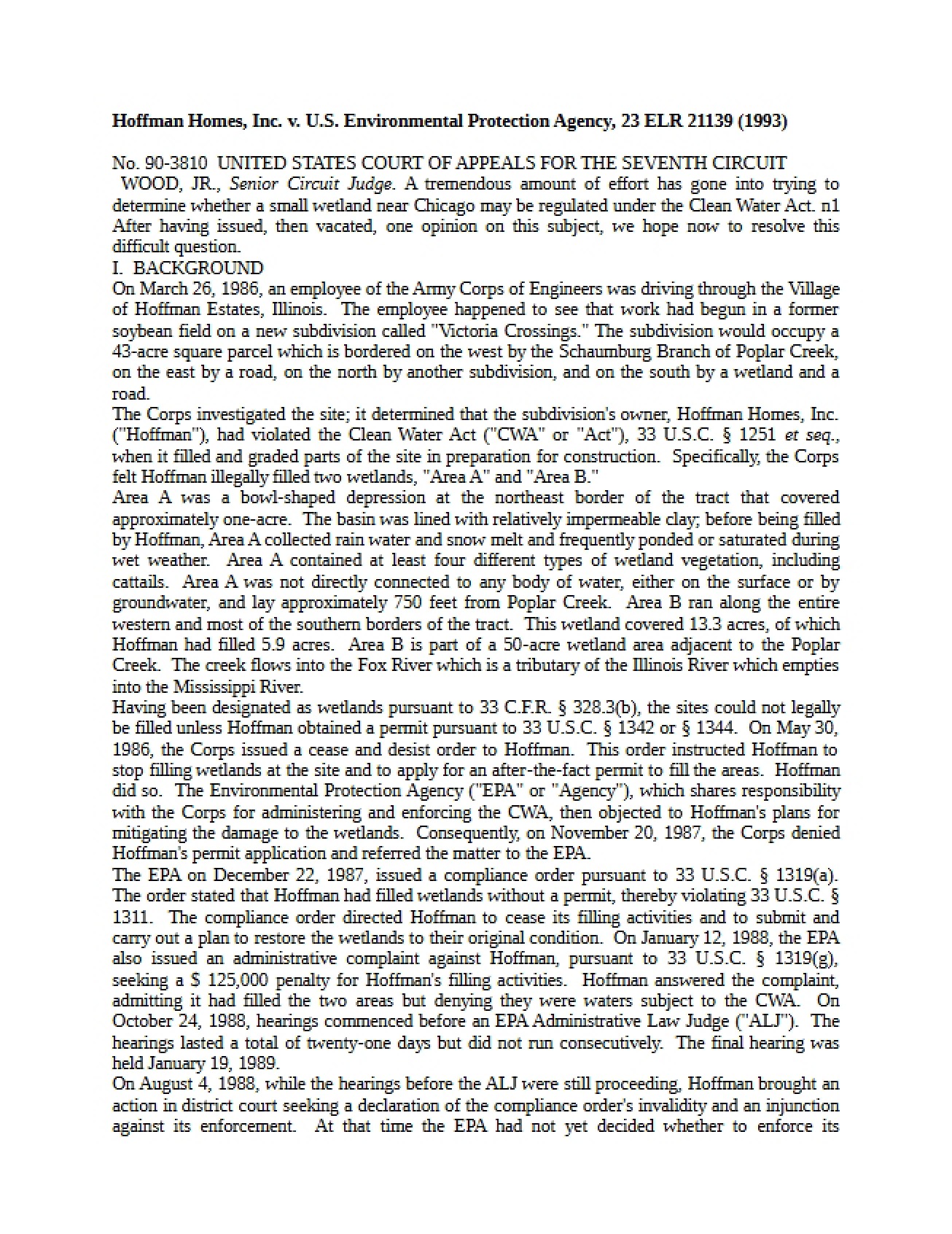 Hoffman Homes vs. US EPA