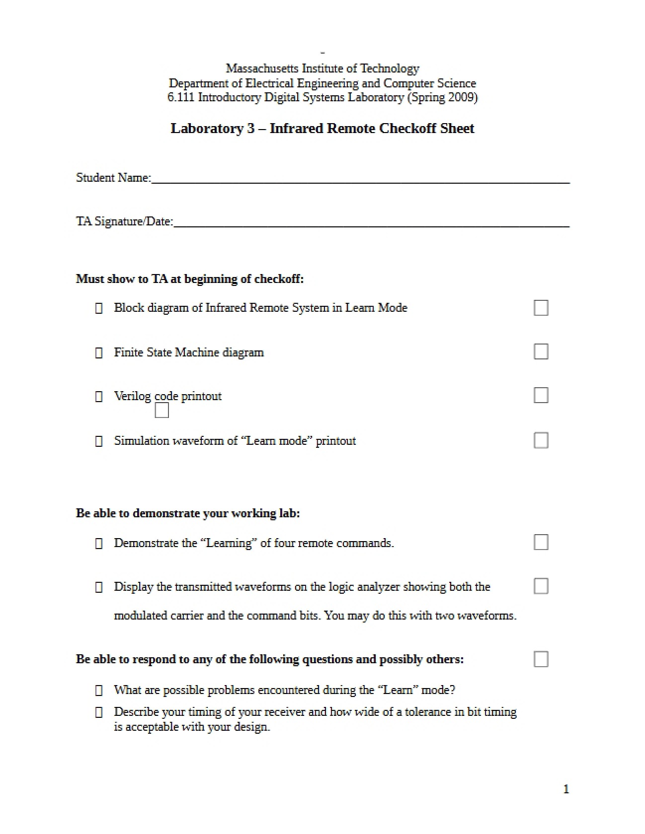 Class Study Guide