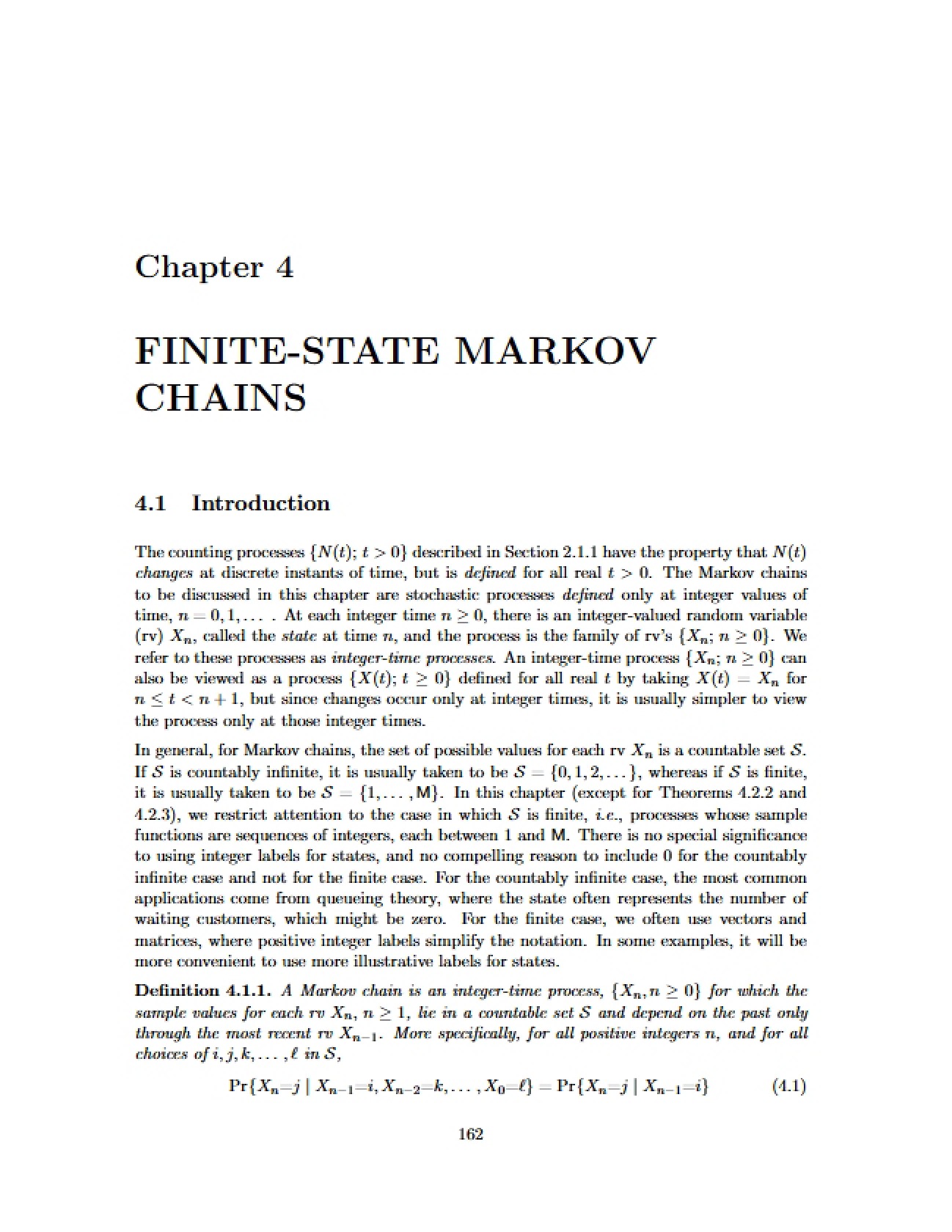 Markov Chains: Finite-State (Chapter 4)