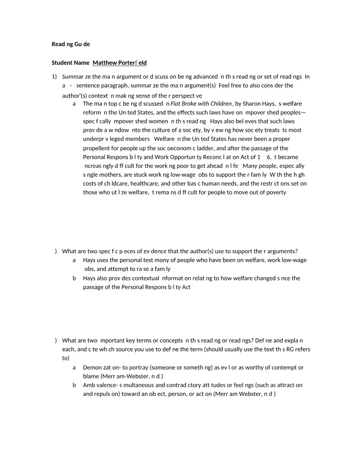 SOCY330 - Hays Reading Guide
