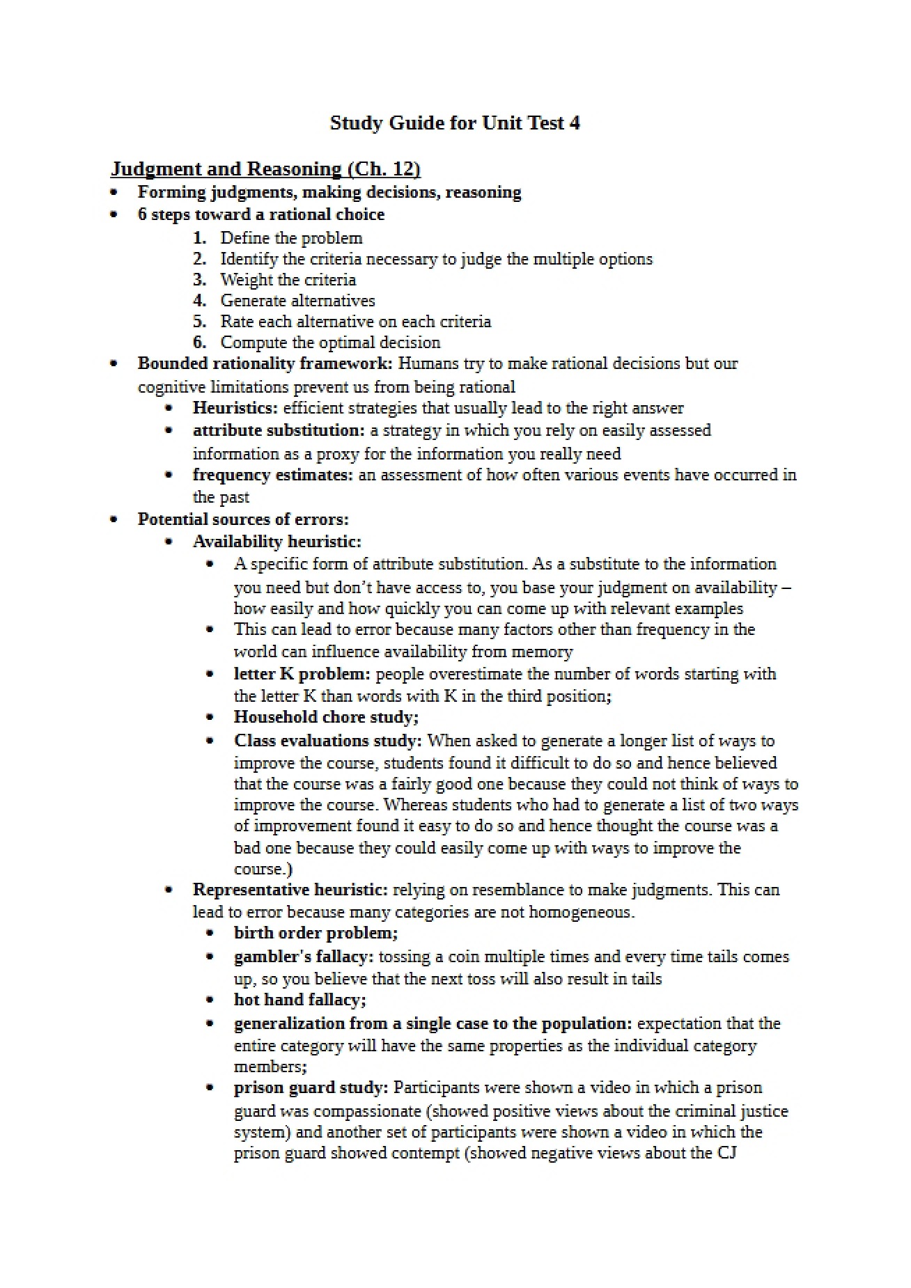 Fourth Exam Study Guide