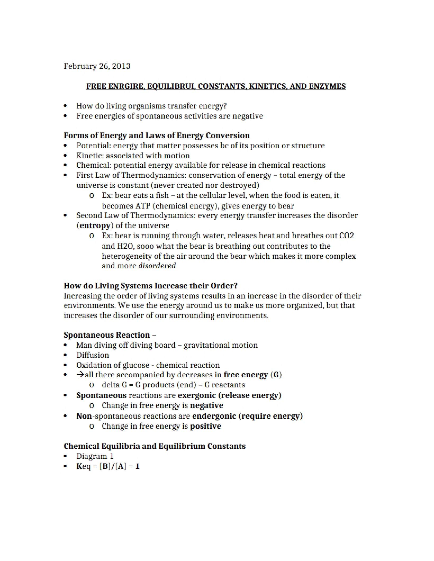 Biology Lecture Notes - 5 Pages