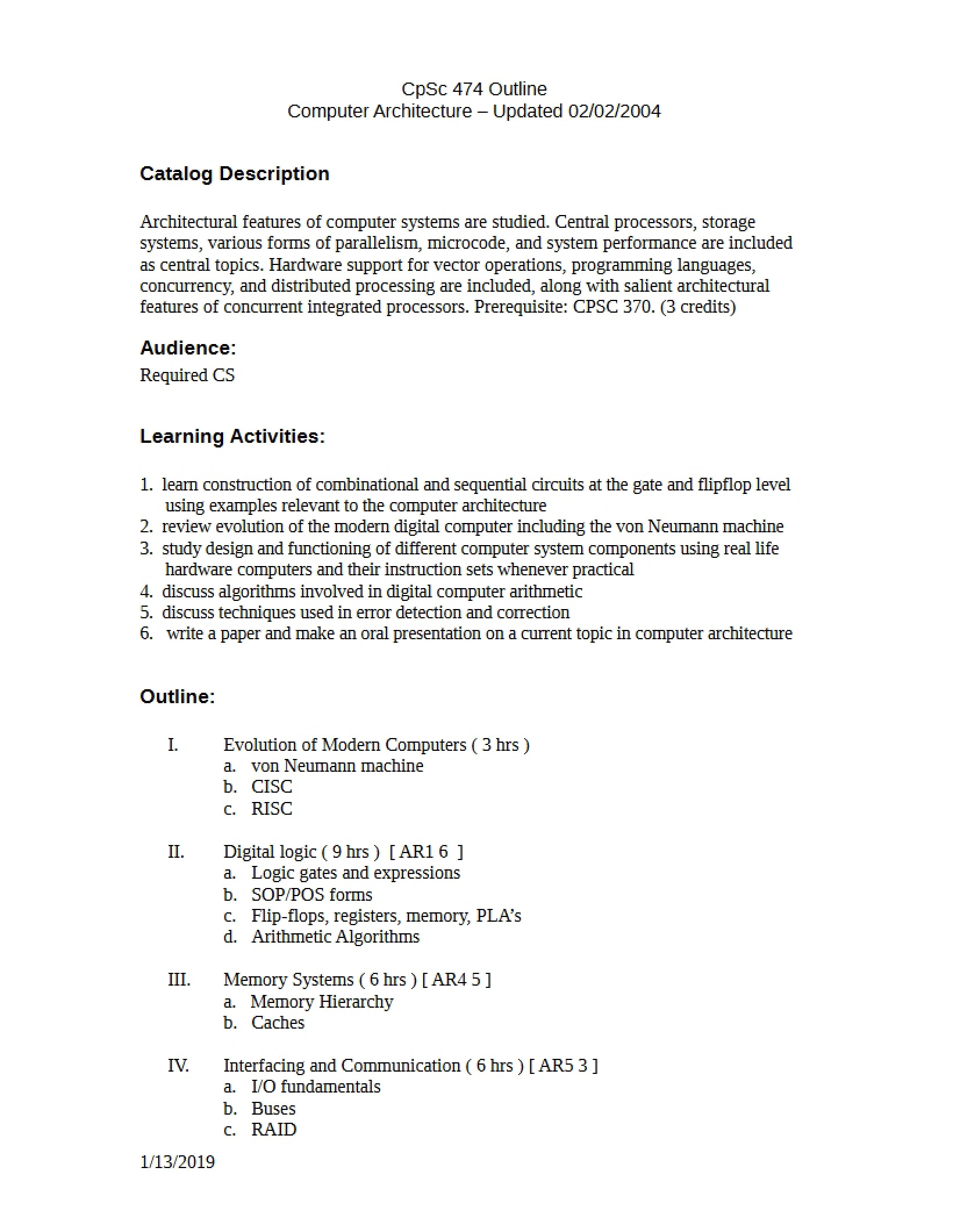 Parallel Computing Syllabus