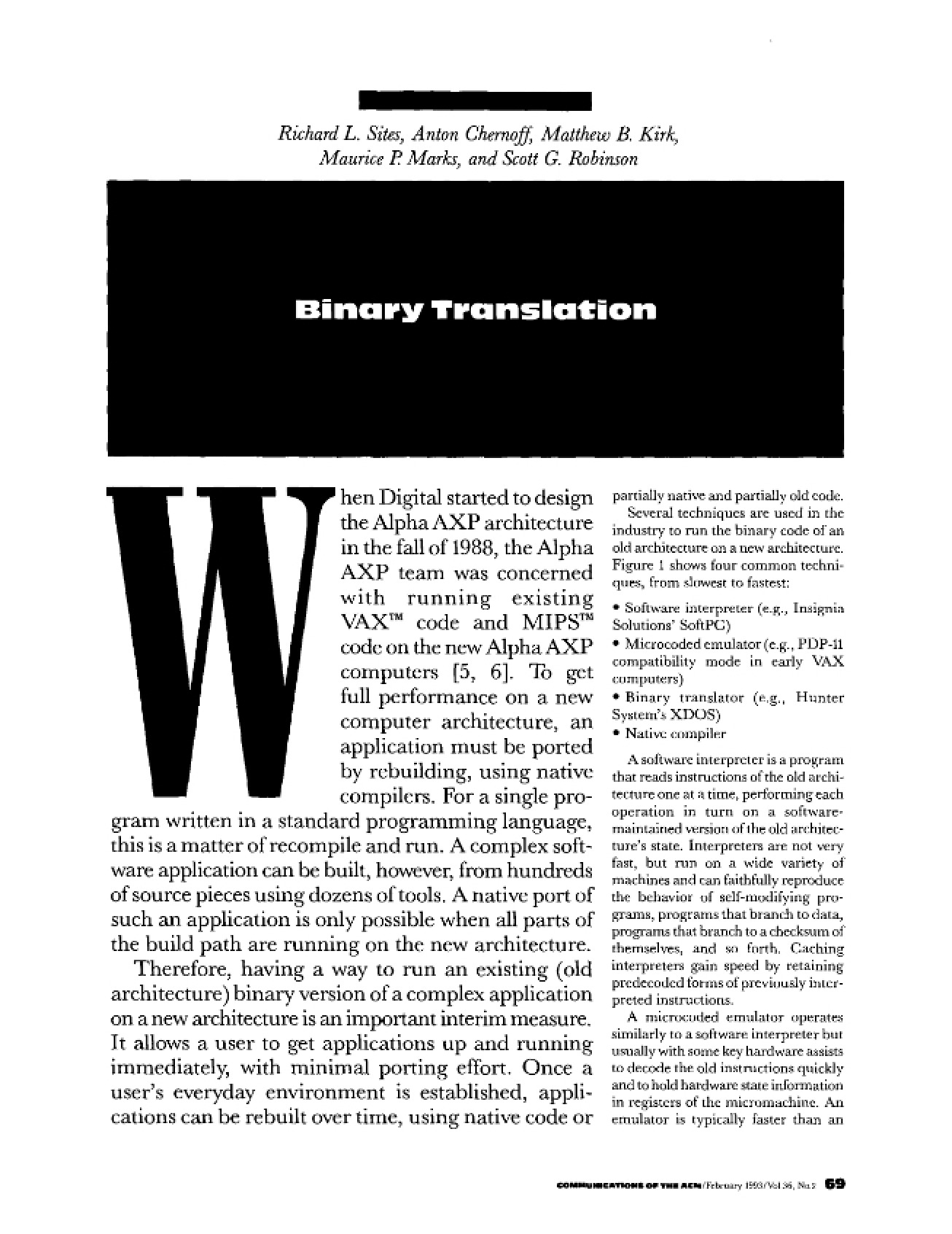 Translation of Binaries