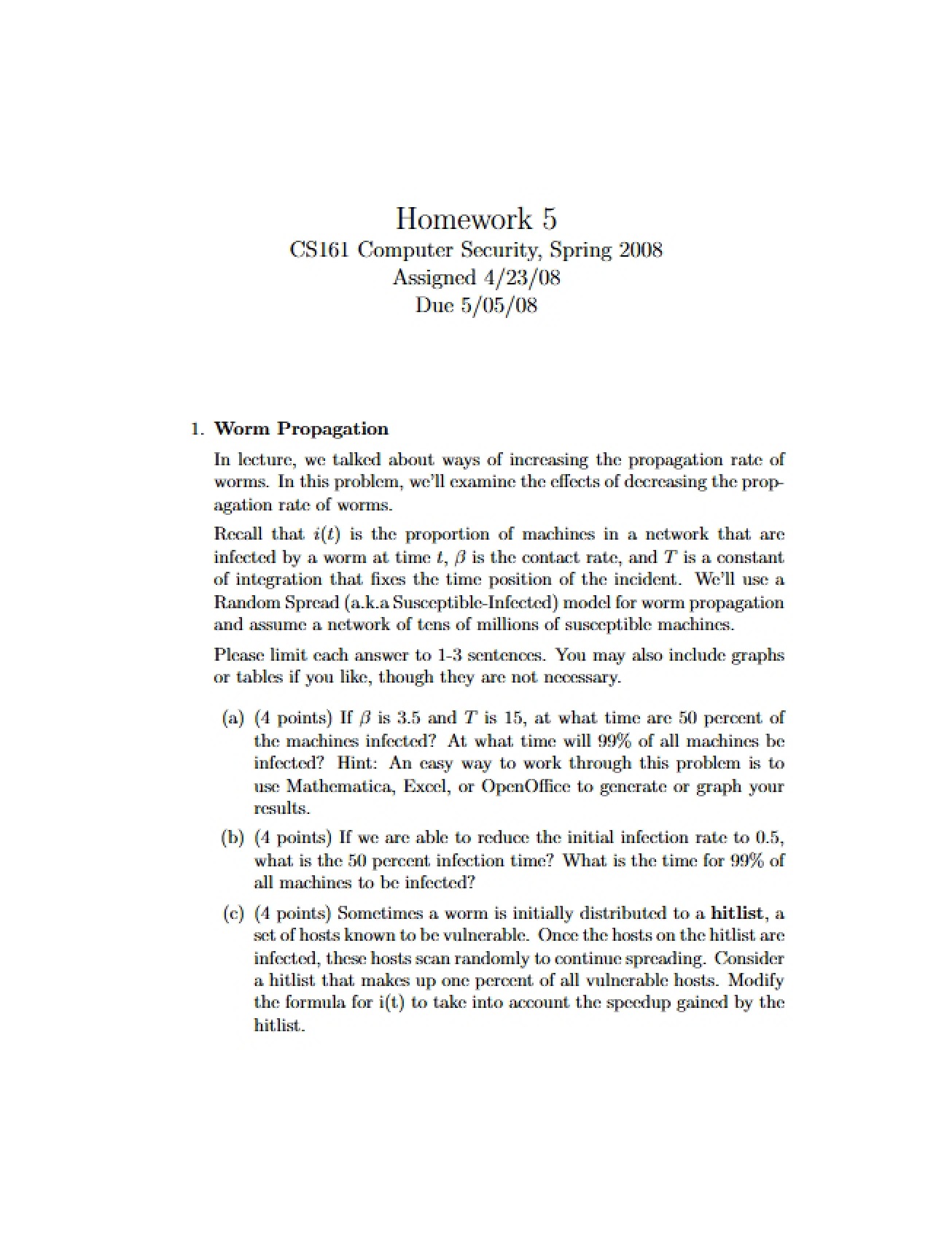 Computer Security Assignments