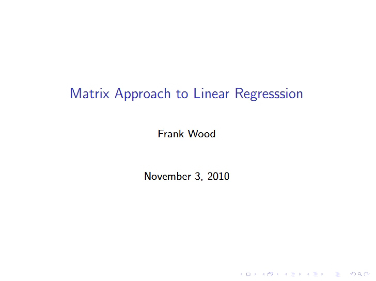 Linear Regression via Matrices