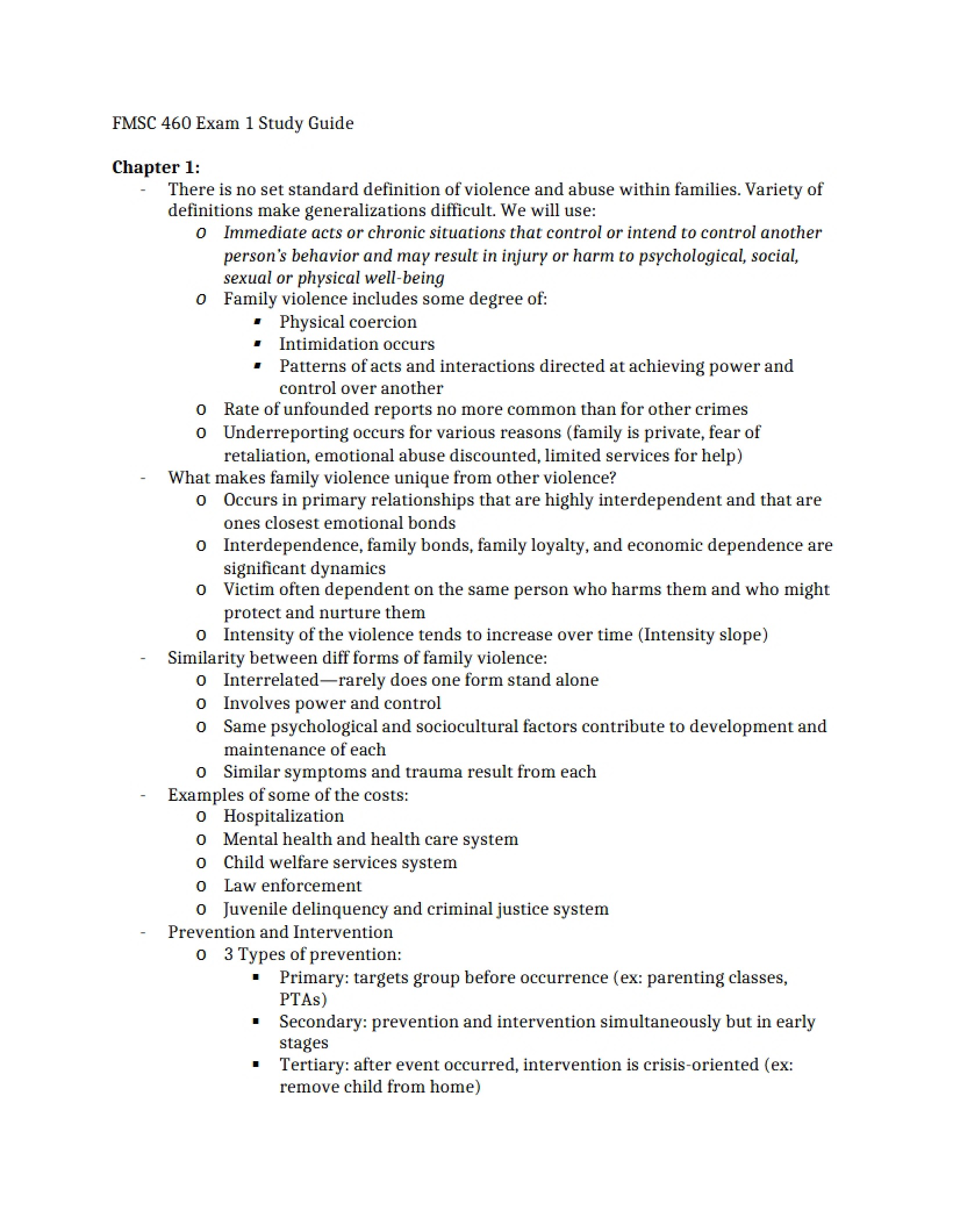 Guide for First Exam