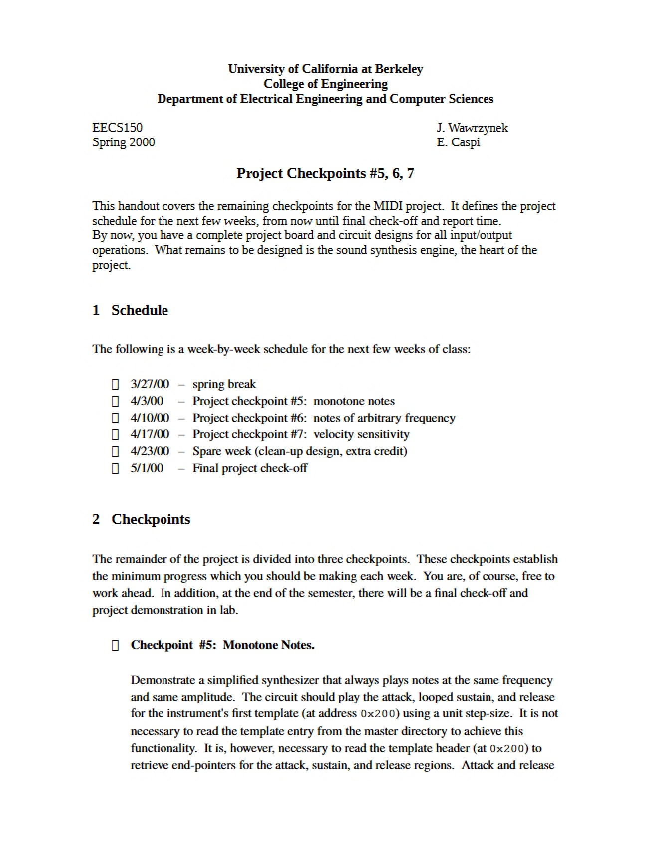Project Checkpoints 5-7