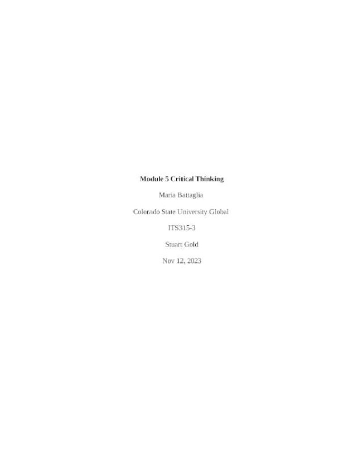 ITS Critical Thinking Module 5