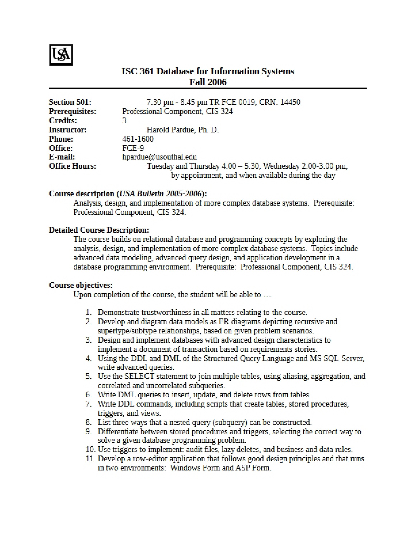 Syllabus for ISC Three-Sixty-One