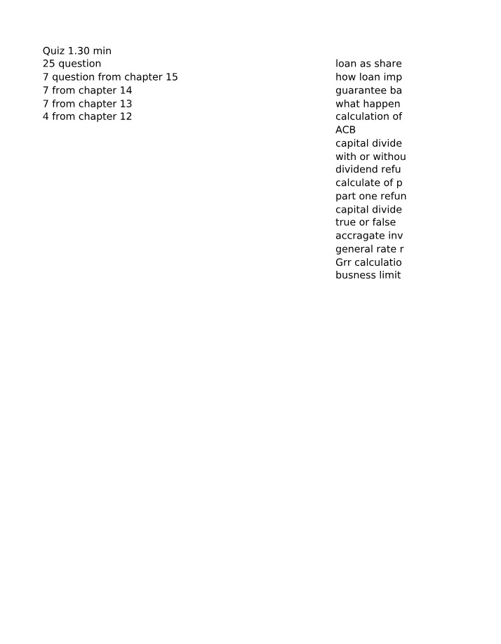 Midterm and Quiz Questions - Loans, Dividends, and Taxation