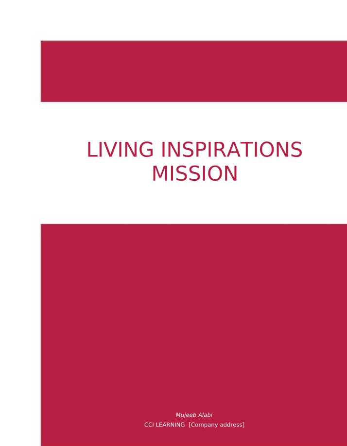 Mission Report for Living Inspirations