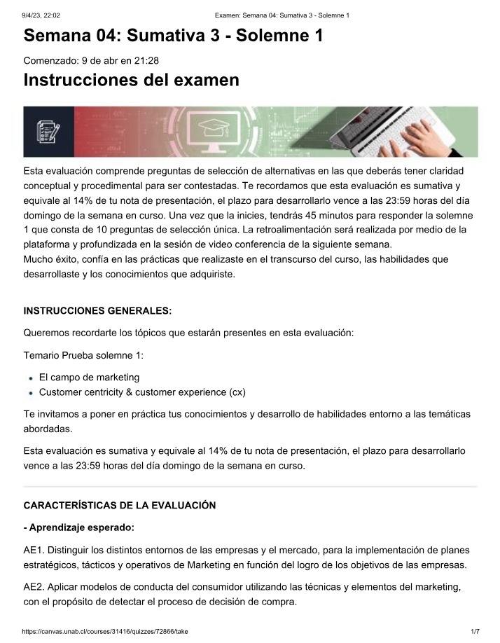 Solemne 1 - Examen Semana 04 Sumativa 3