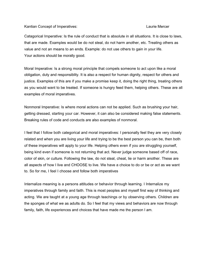 Concepts of Kantian Imperatives