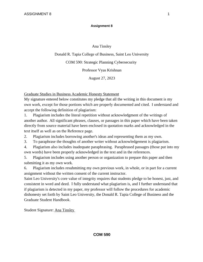 Week 8 Assignment - COM590