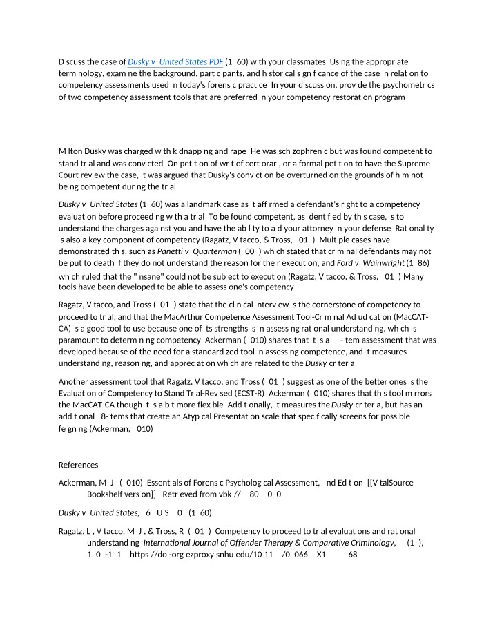 Dusky Case - Understanding Competency Assessments in Forensic Practice