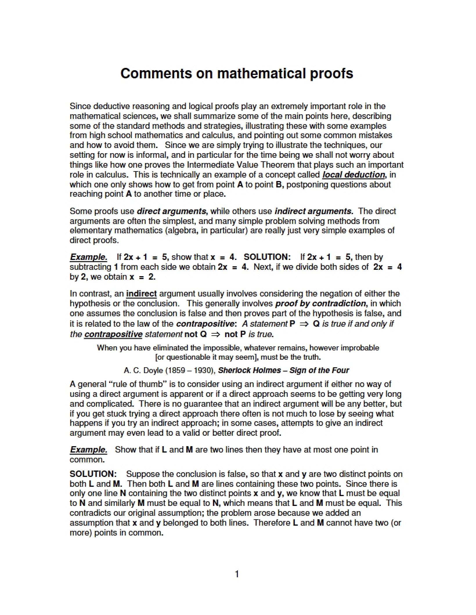 Mathematical Proof Commentary
