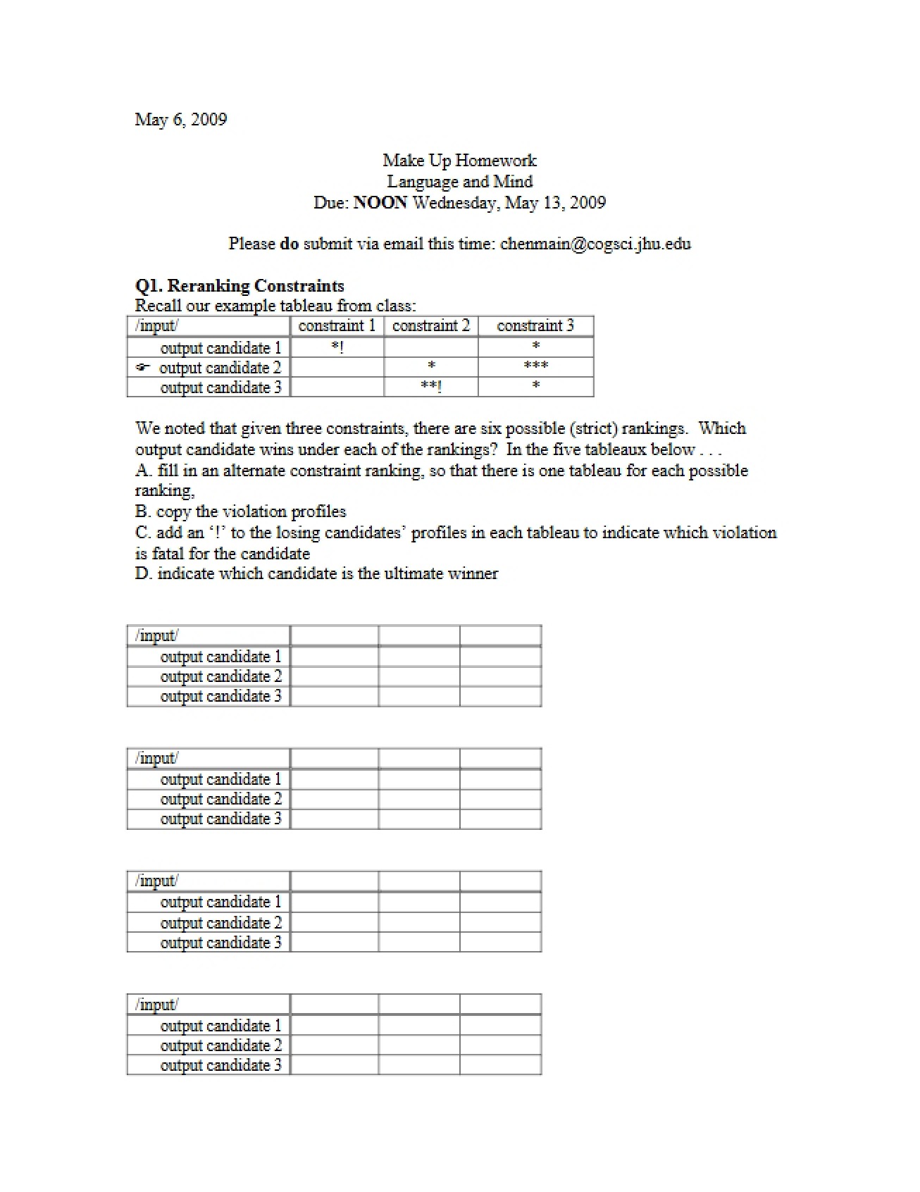 Language and Mind Make-up Assignment