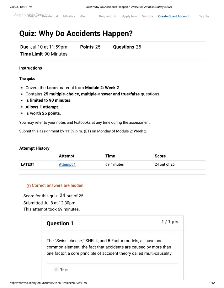 AVIA300 Quiz - Why Do Accidents Happen