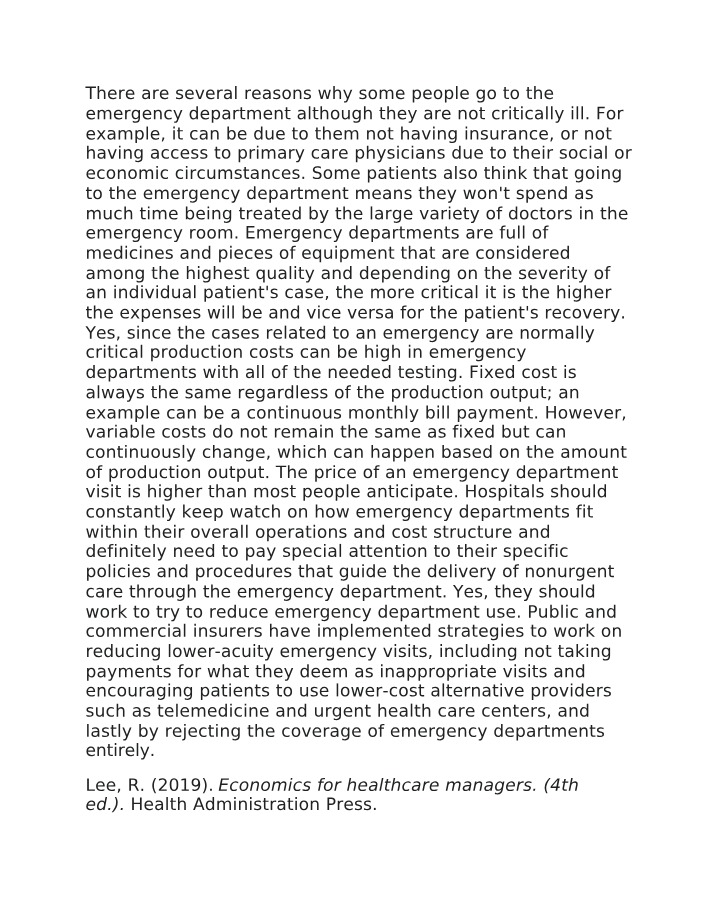 Why People Choose the Emergency Department - Factors