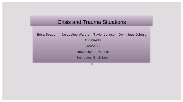 Understanding Trauma and Coping in Correctional Settings