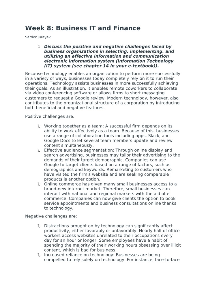 Positive and Negative Implementation Challenges