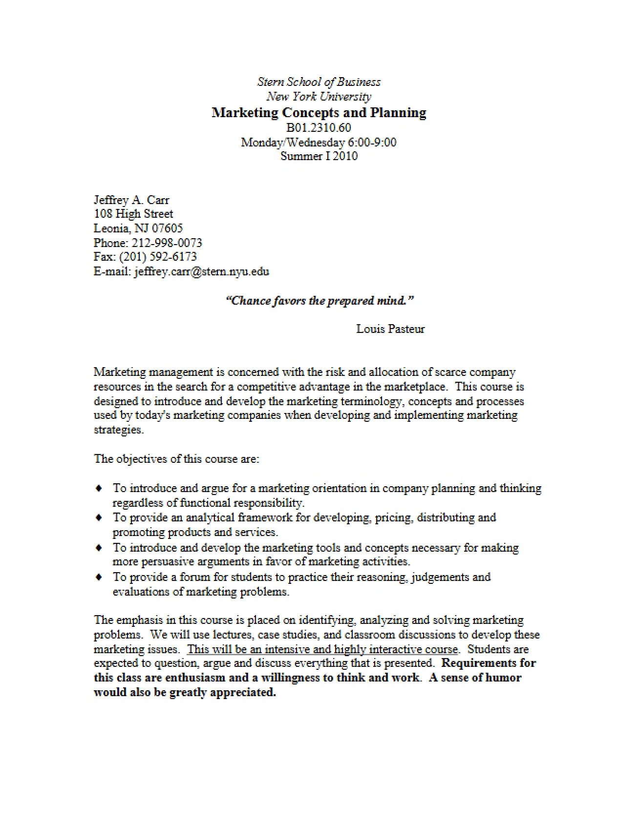 Marketing Curriculum