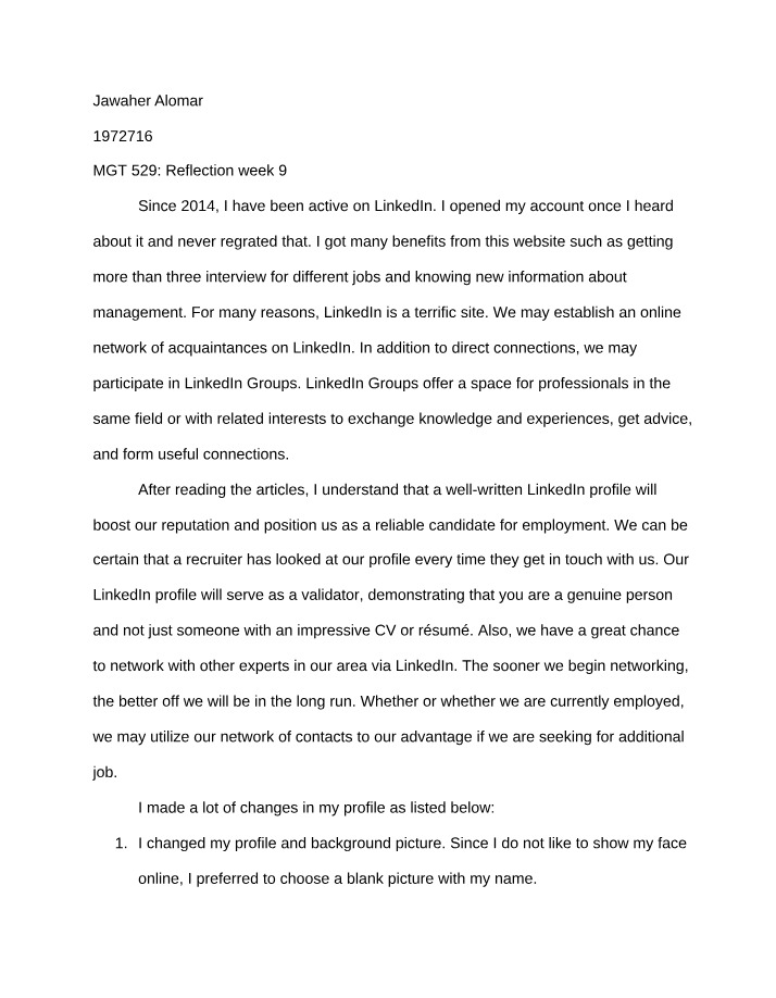 Week 9 Reflection
