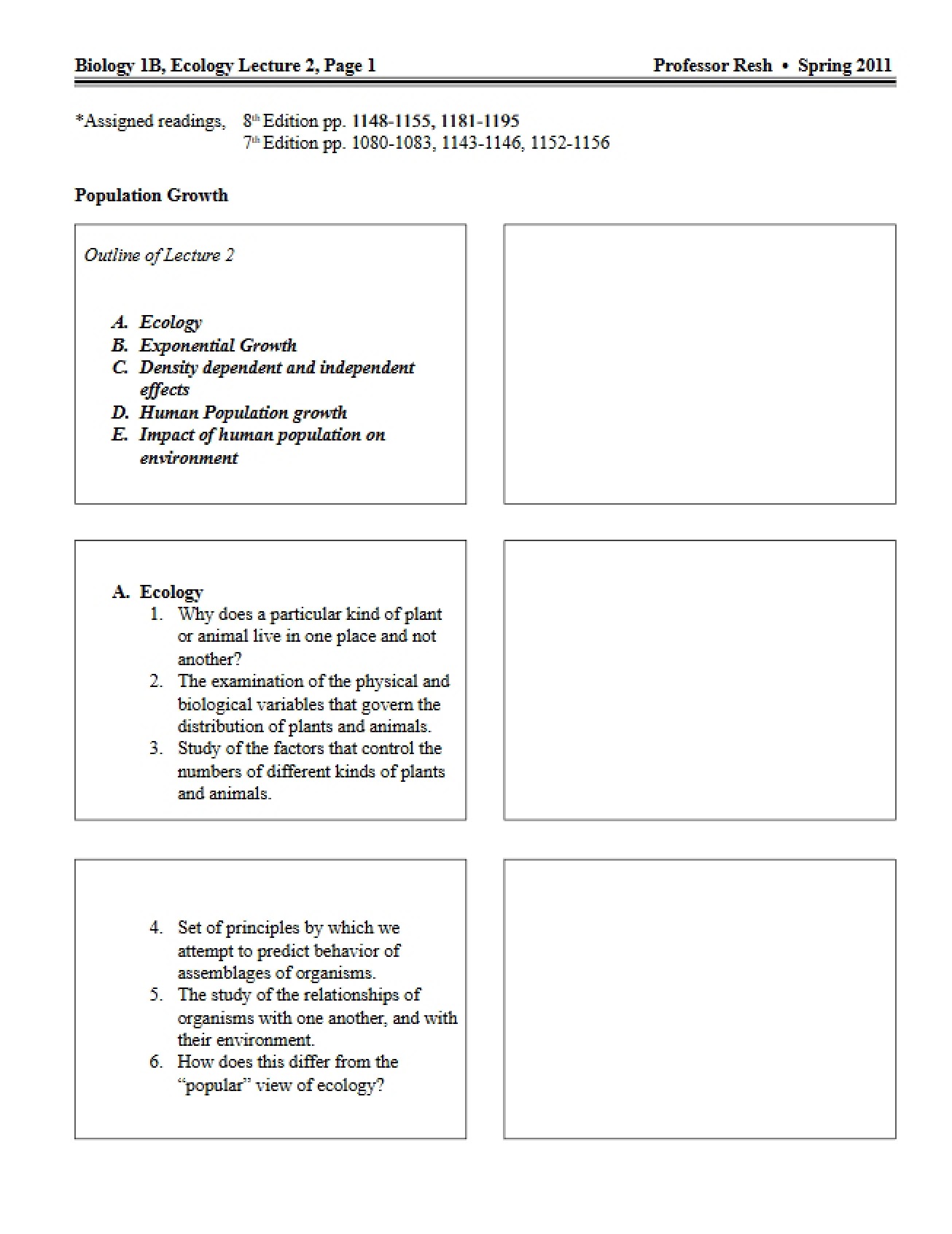 Biology 1B Course Records