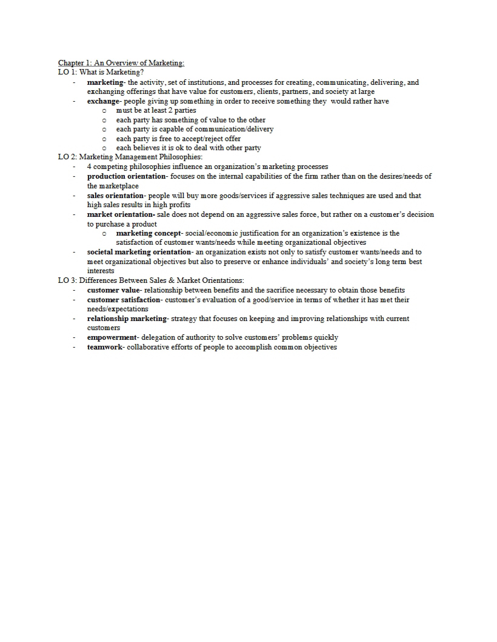 Marketing Overview - Chapter 1