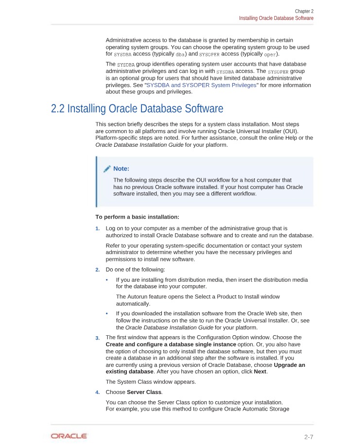 Installation Guide for Oracle Database Software