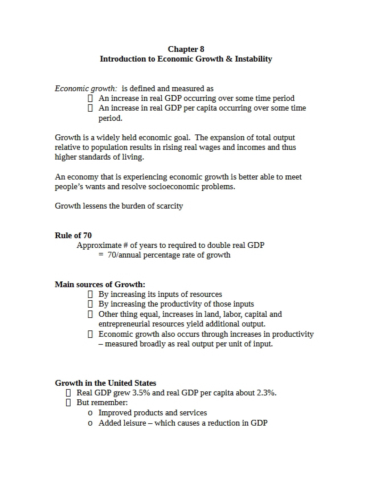Instability and Economic Growth Introduction