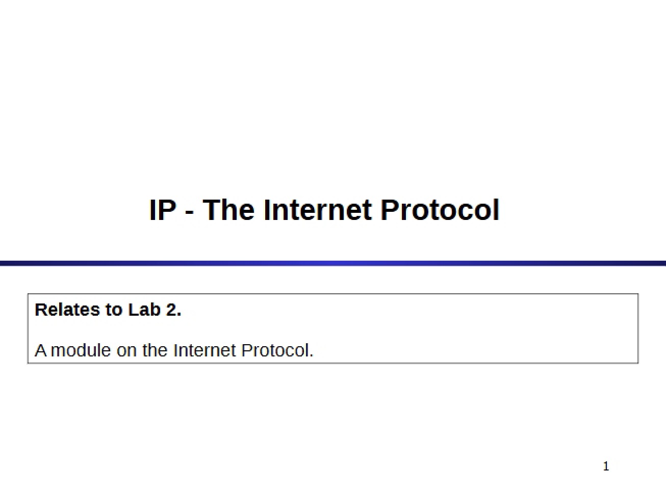 Internet Protocol (IP)