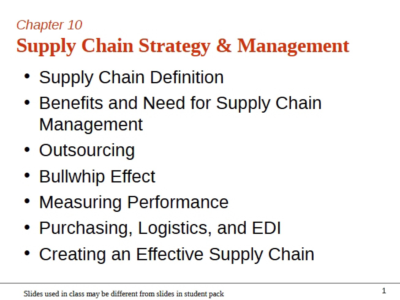 Strategy for the Supply Chain