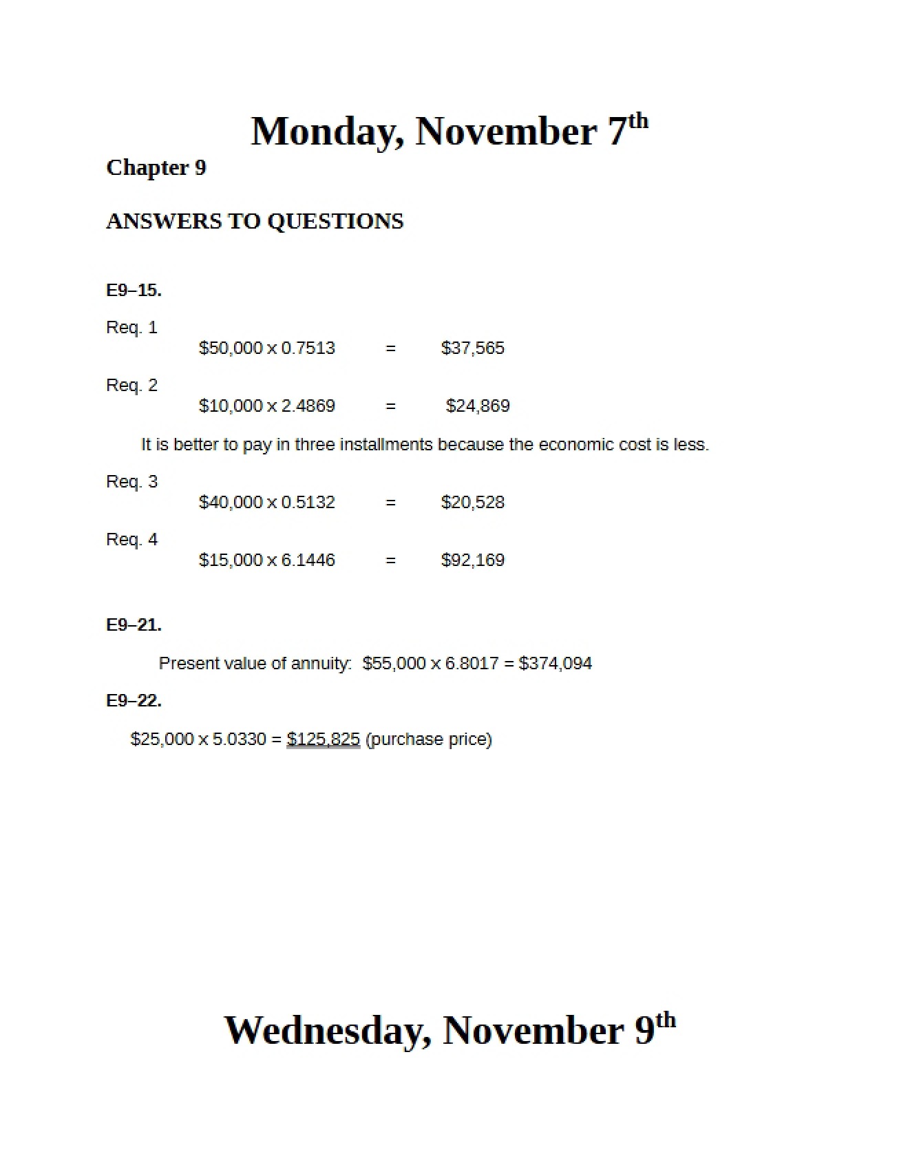 Solutions for Chapter 9 Homework