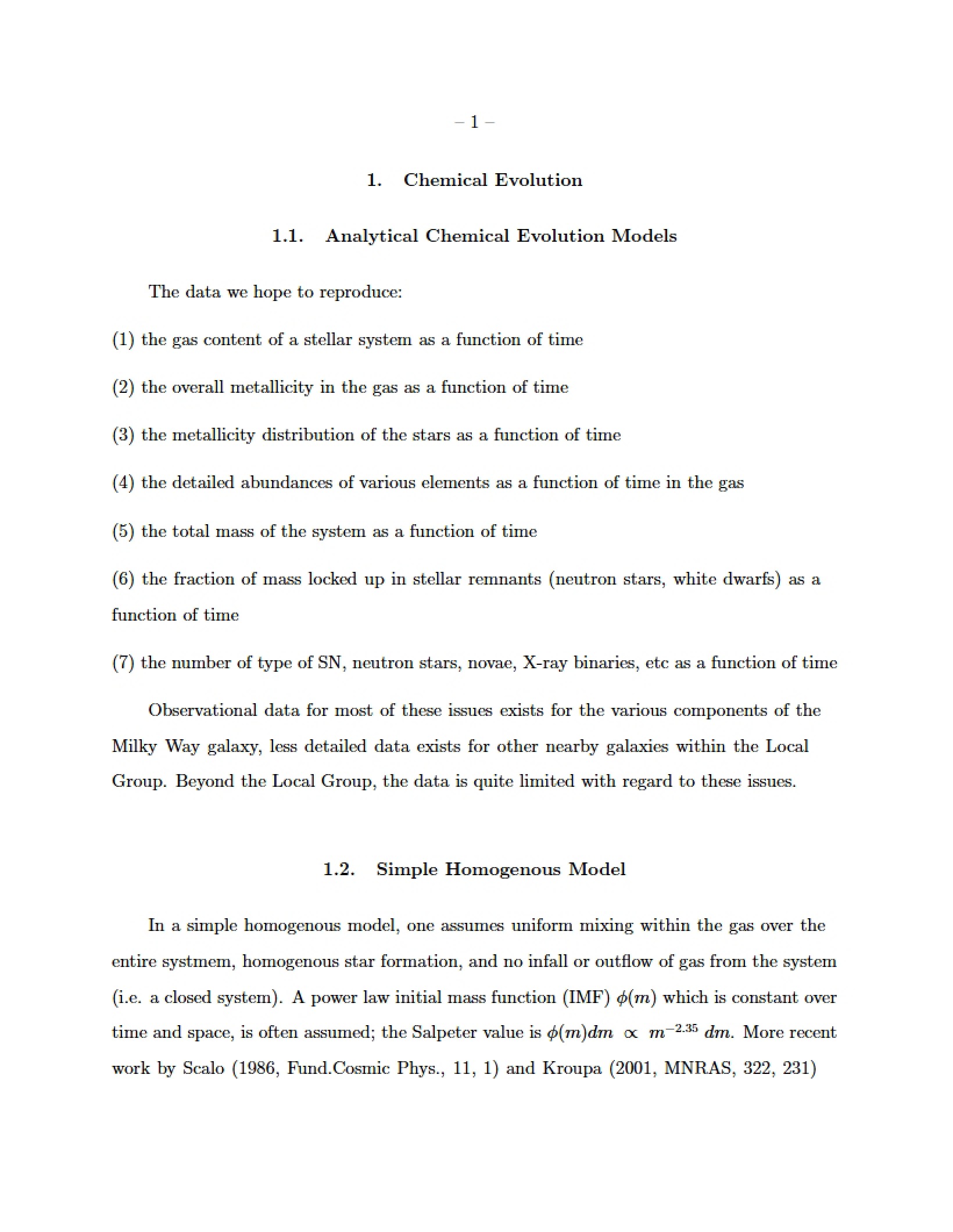 Chemical Evolution Analytical Models