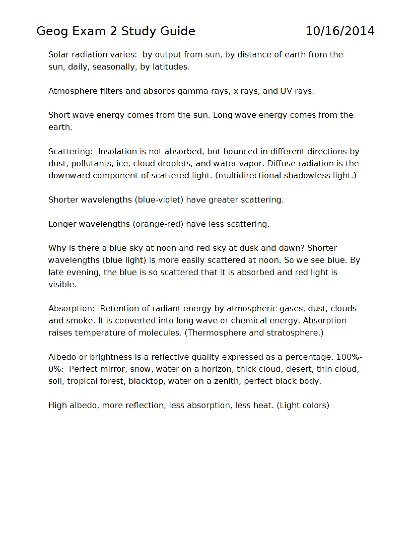 Study Guide Exam 2 (Geography)