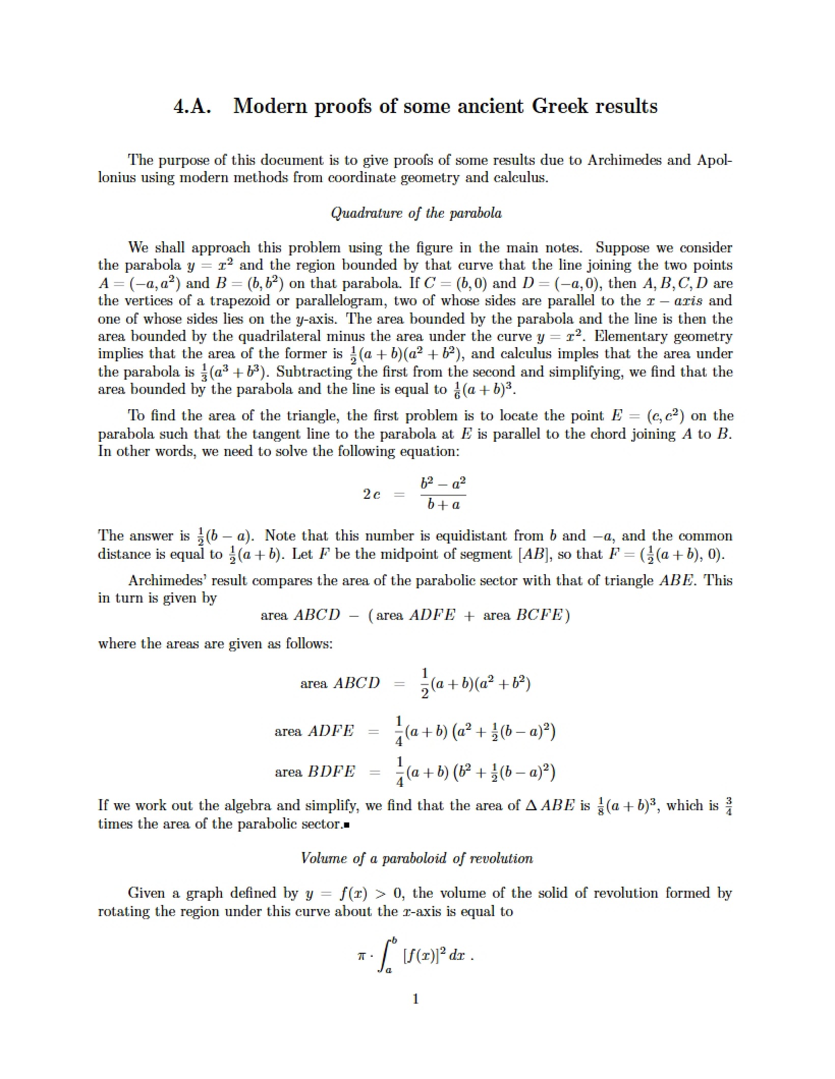 Ancient Greek Results Modern Proofs