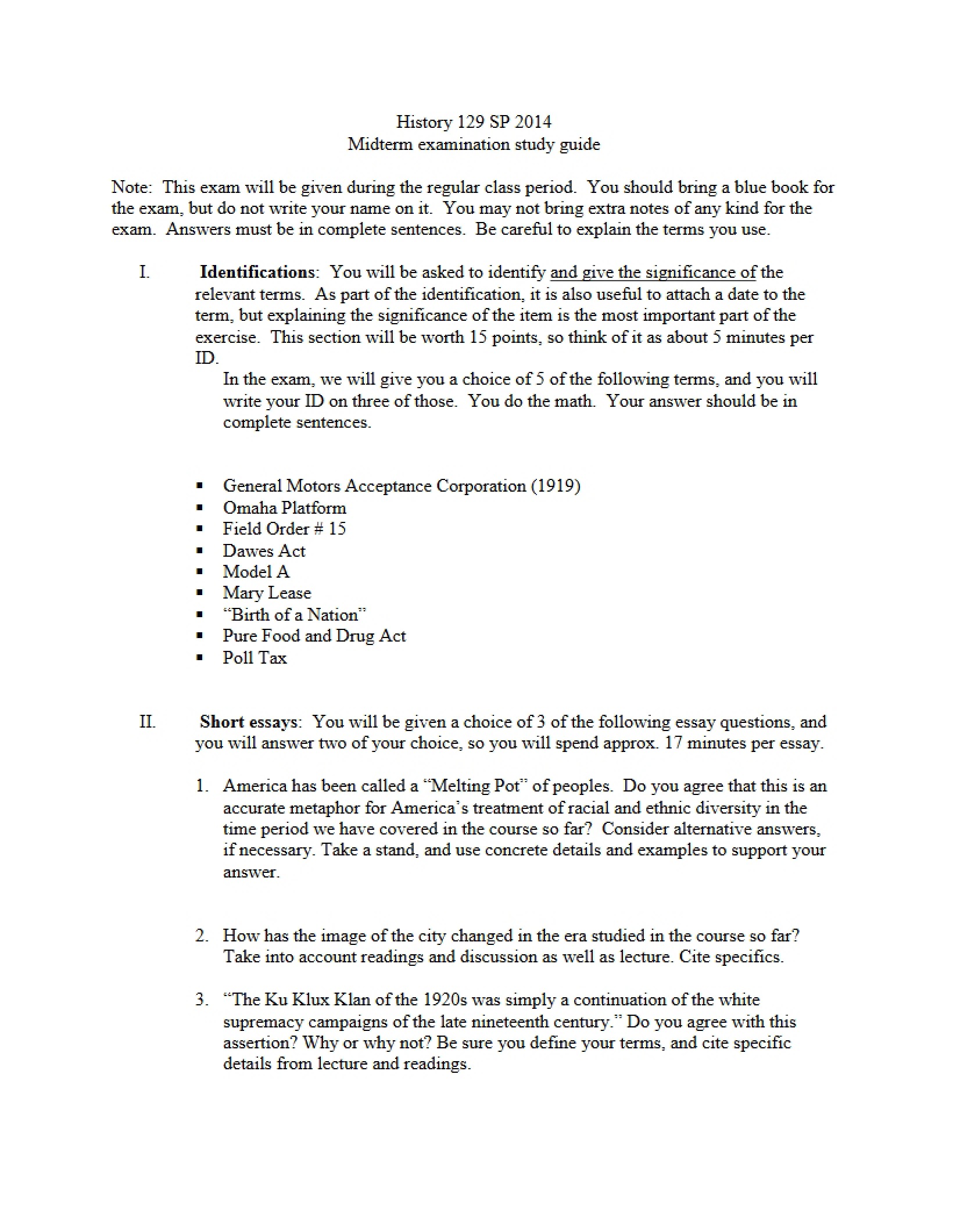 Spring 2014 Midterm Review