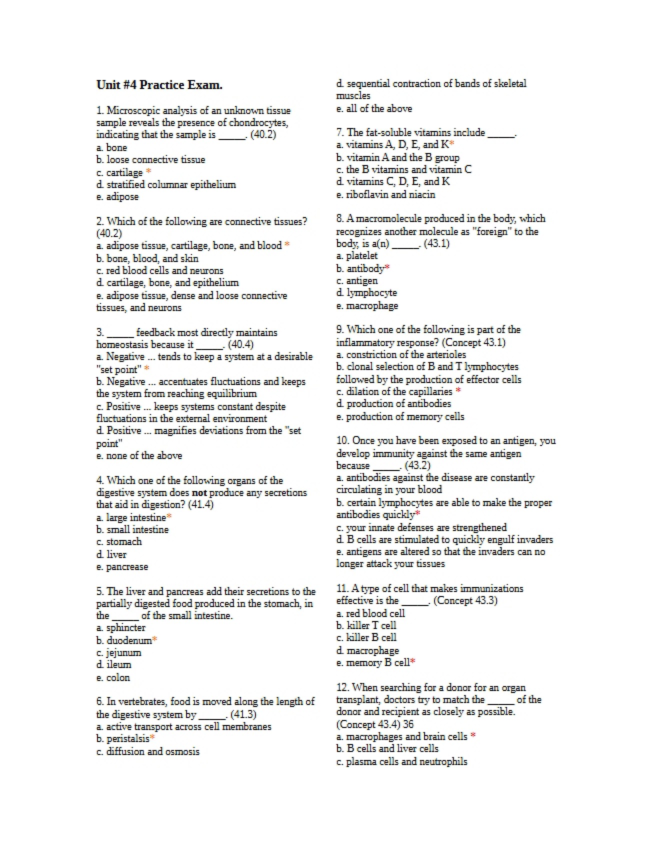 Fourth Practice Examination for Biology II