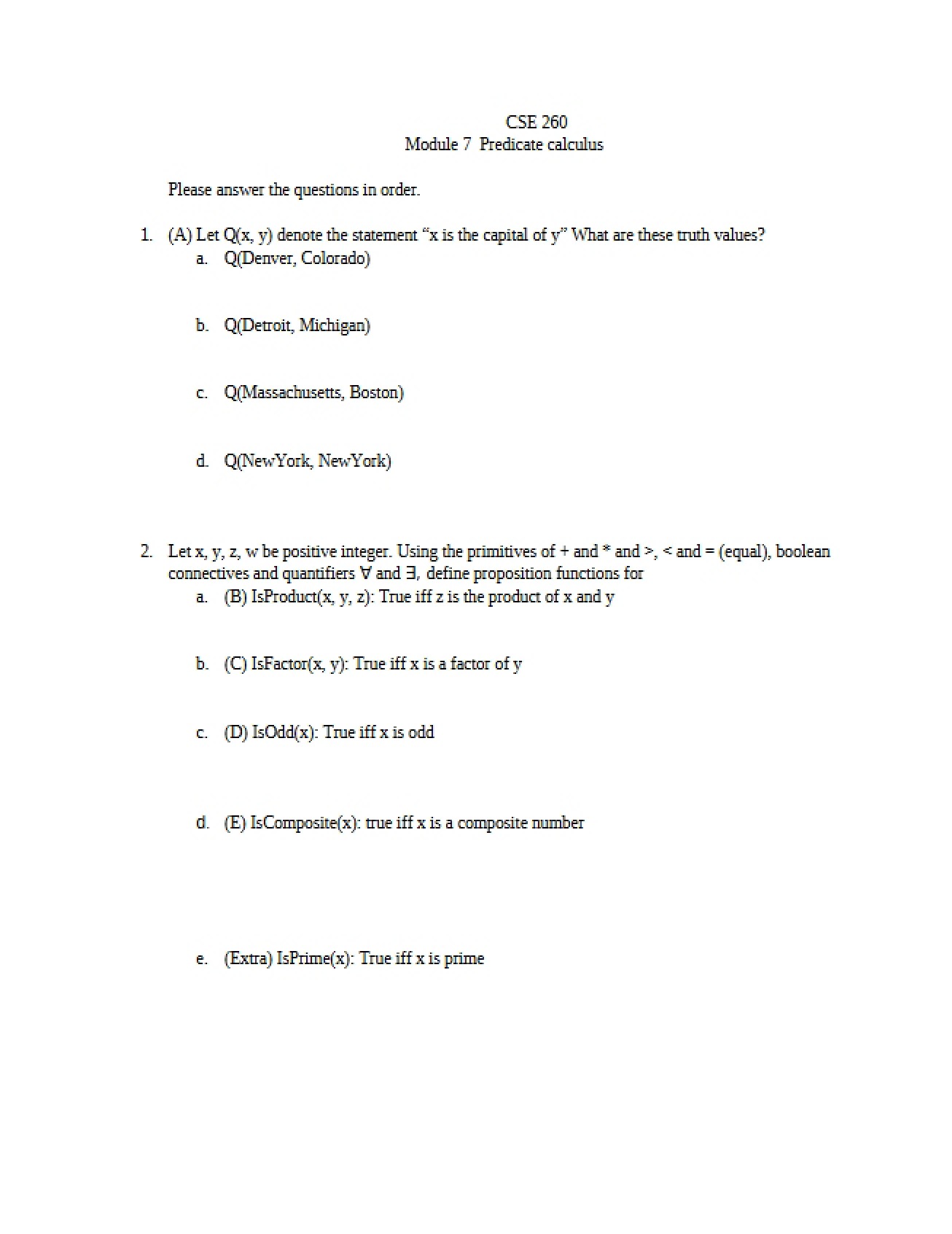 Predicate Calculus (Module 7)
