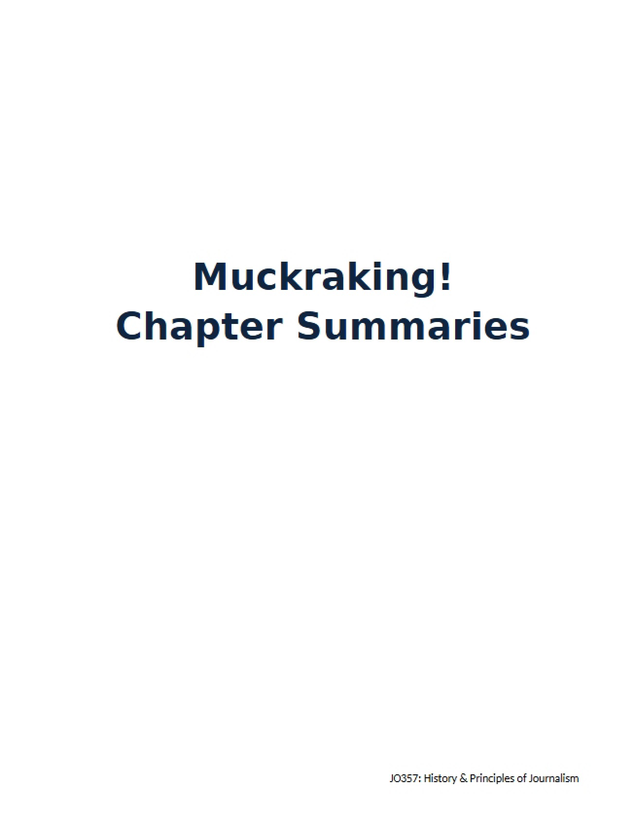 Summaries of Chapters