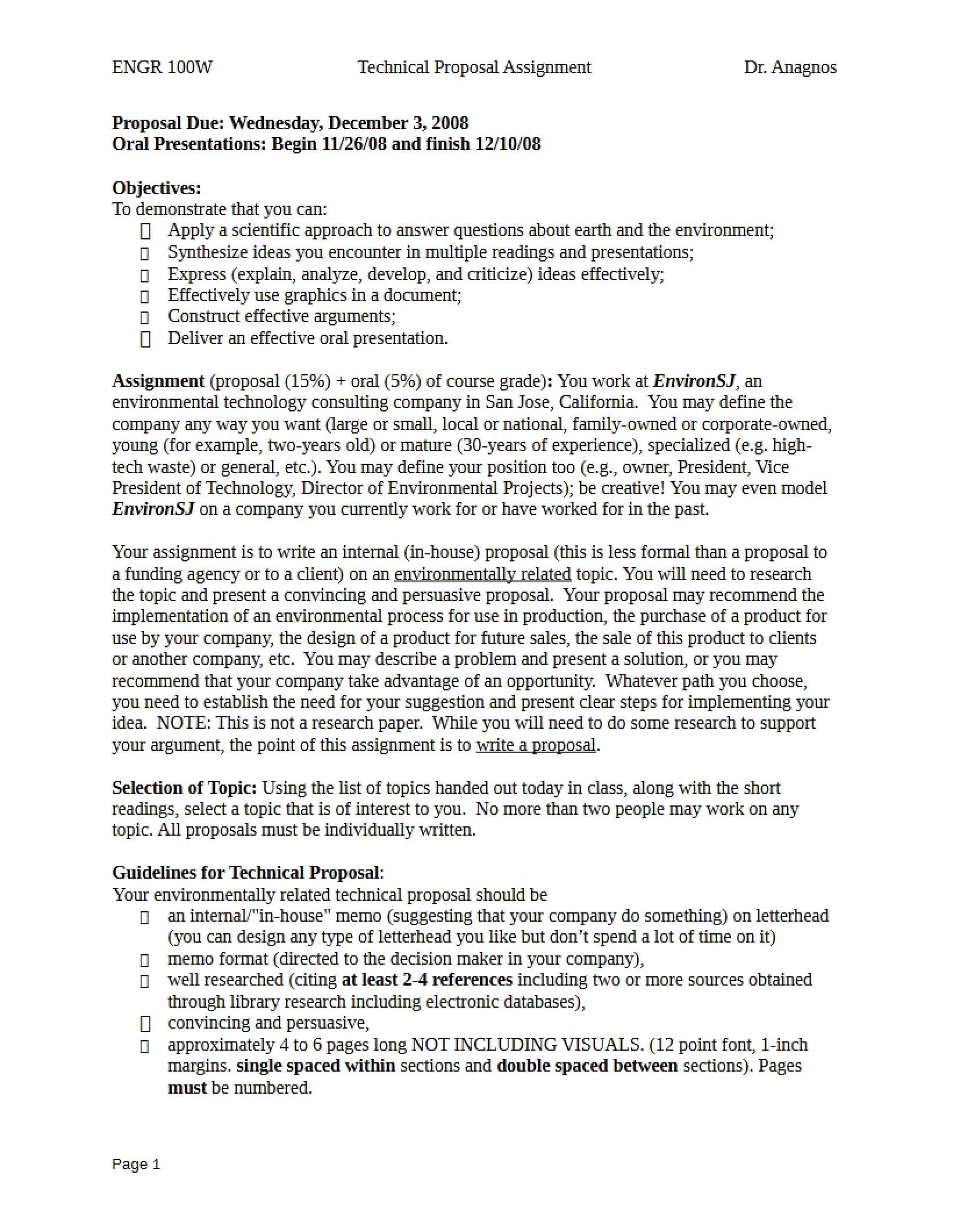 Writing a Technical Proposal
