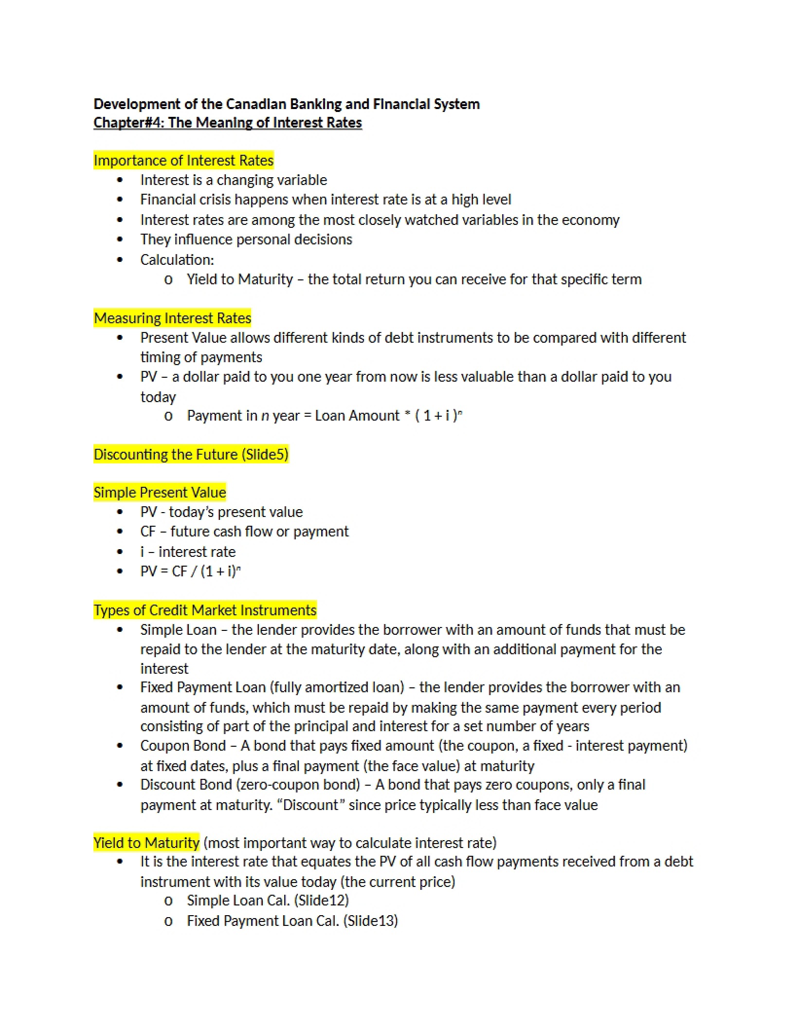 Fourth Chapter Defining Interest Rates