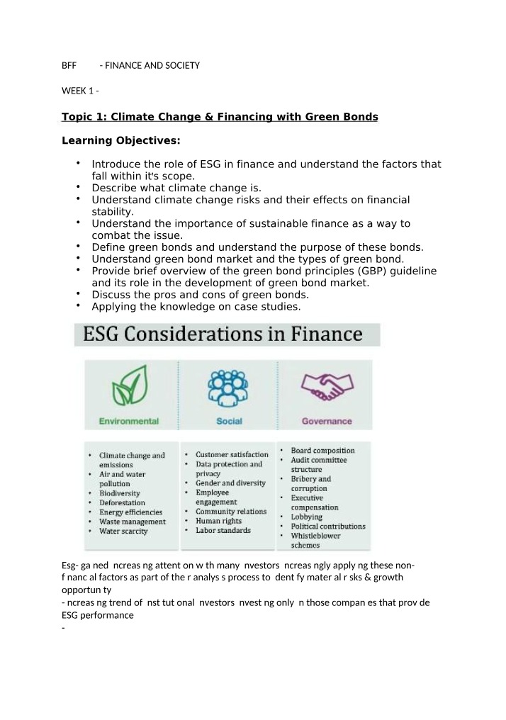 Week 1 - Climate Green Bonds
