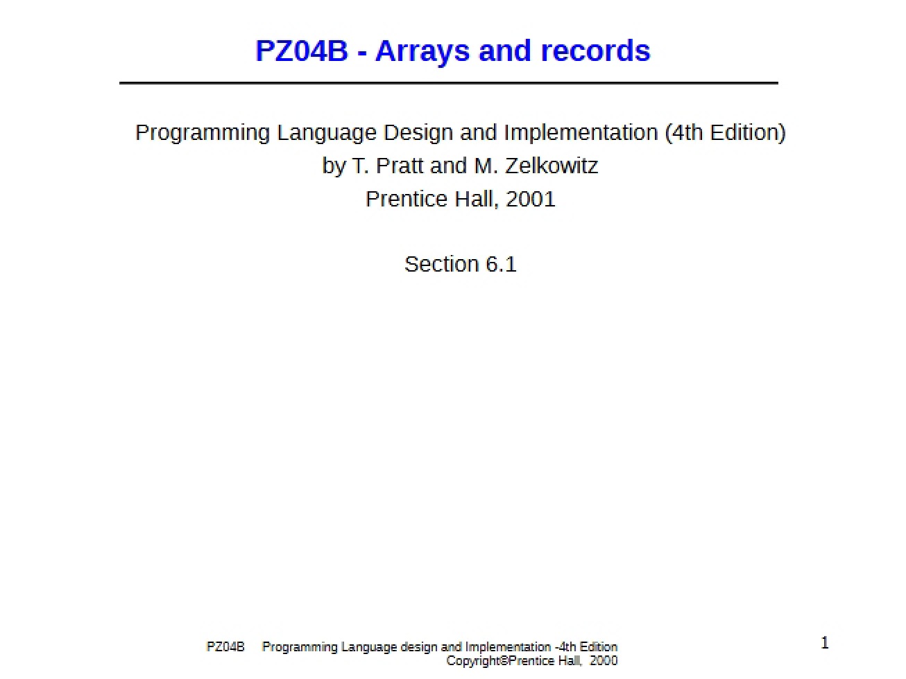 Arrays and Records in Programming Languages