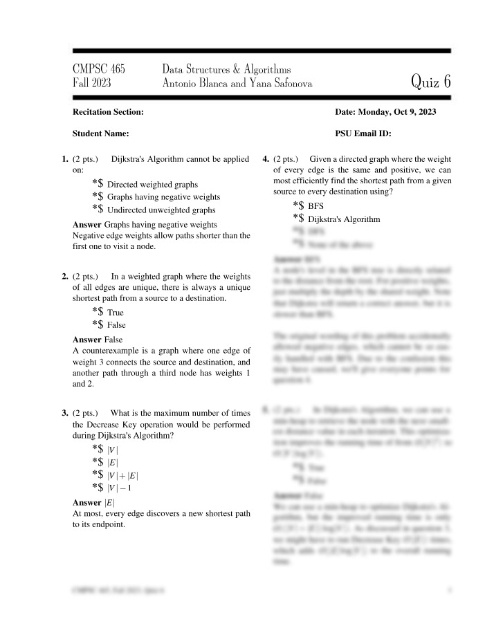 Quiz 6 Solution
