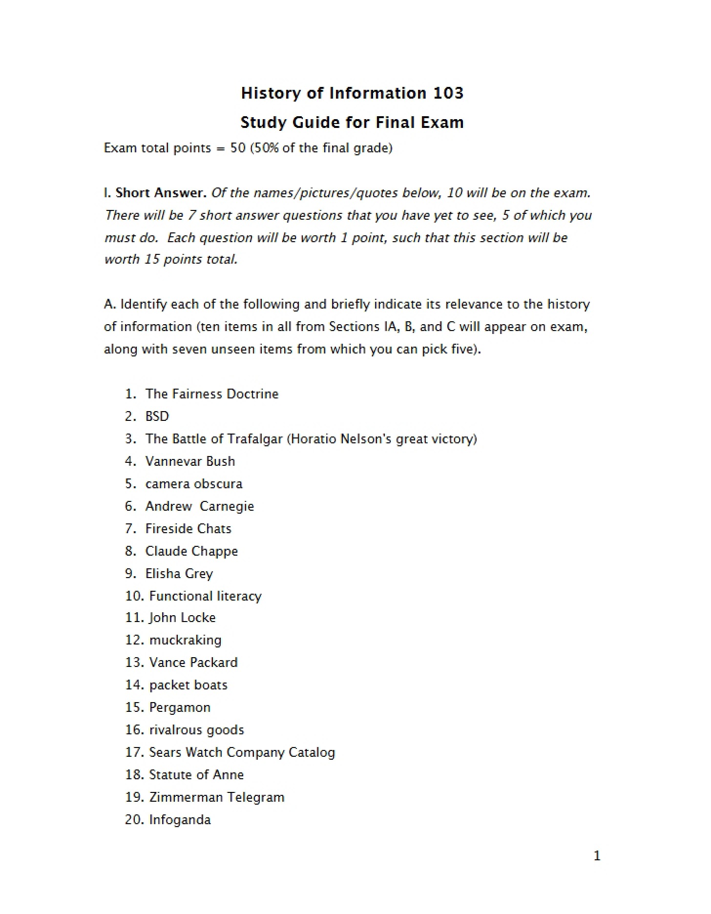 Final Exam Preparation Guide