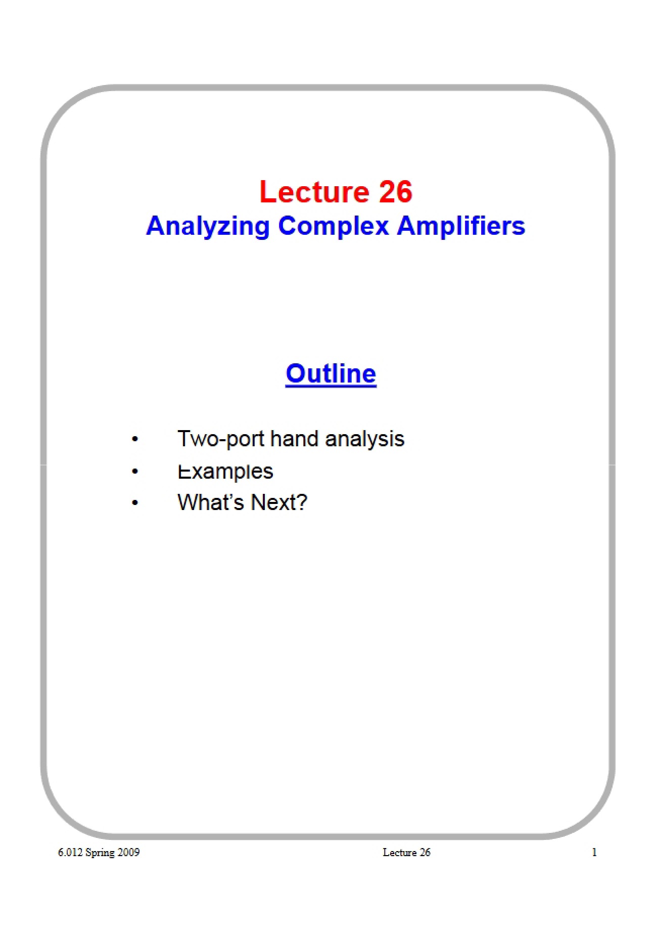 Complex Amplifier Analysis